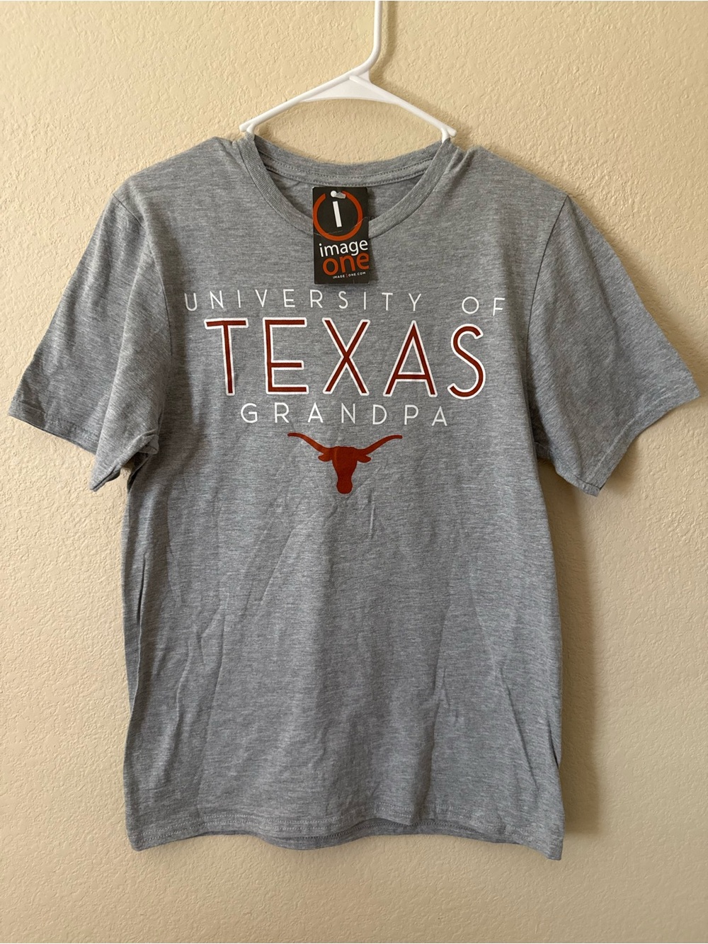 Image One Texas Longhorns Grandpa Gray Short Sleeve T-Shirt Shirt Size Small NWT
